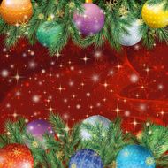 Christmas background with branches and balls N8