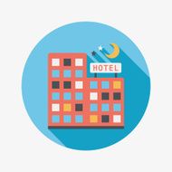 Hotel flat icon with long shadow N17