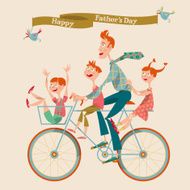 Family enjoying bicycle ride Happy Father&rsquo;s Day N2