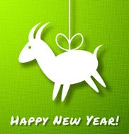 Goat Paper Applique on Bright Green Canvas Background