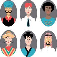 Ethnically racially religiously diverse men Set of icons