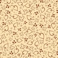 Seamless beige pattern with leaves Vector illustration