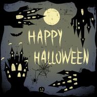 Spooky Halloween Background with four castle tumpkin moon and bats