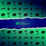Green background with pattern of Halloween characters N2
