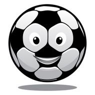 Happy cartoon smiling soccer ball