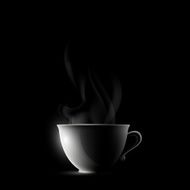 cup with a drink on black background