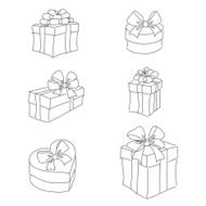 Gift boxes contour clip art