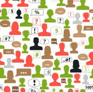 Seamless pattern of avatars and speech bubbles N5
