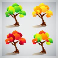 Set of four colorful geometric trees icons