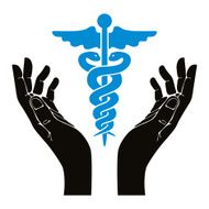 Hands with caduceus vector symbol