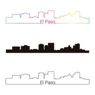 El Paso skyline linear style with rainbow