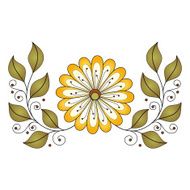 Beautiful Decorative Flower with Leaves (Vector) N27