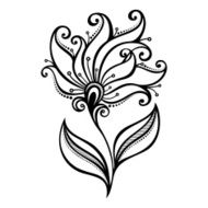 Beautiful Decorative Flower with Leaves (Vector) N28