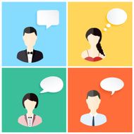 People icons with dialog speech bubbles