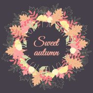 Autumn leaves wreath Colorful fall background