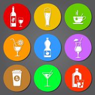 Drink flat icons set N2