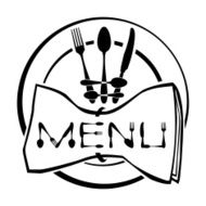 title menu made of cutlery on the plate N2