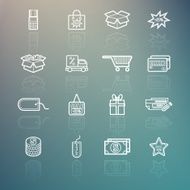 Shopping icons set on Retina background N2