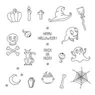 Happy Halloween Set with pumpkins skulls ghosts monsters N2