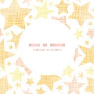 Golden stars textile textured frame circle pattern background