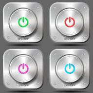 Set Of On-Off Metal Button