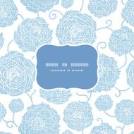 Blue textile peony flowers frame seamless pattern background N2