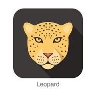 Leopard Cat breed face cartoon flat icon design