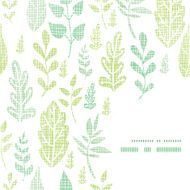 Textile textured spring leaves frame corner pattern background