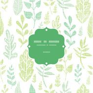 Textile textured spring leaves frame seamless pattern background