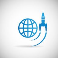 New Business Project Startup Symbol Rocket Space Ship launch Icon