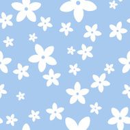 Vector seamless pattern with white flowers on a blue background