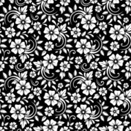 Vintage seamless white floral pattern on a black background Vector