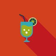 cocktail flat icon with long shadow
