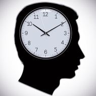 Male head silhouette with watch instead of brains