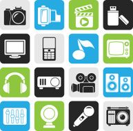 Silhouette multimedia and technology icons