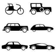 Icon set of cars through history