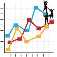 Business People Celebrate Success Standing on Growth Chart N2