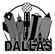 Dallas City Skyline Black and White Circle Vector Illustration