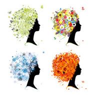 Four seasons - spring summer autumn winter Art female head