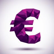 Violet euro sign geometric icon made in 3d modern style