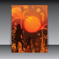 Summer party flyer orange sunset background
