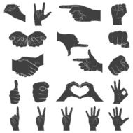 Hands in different interpretations Vector illustration