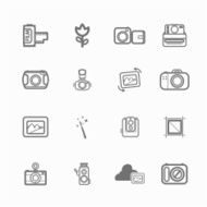 mono Camera icons and menu on White paper N2