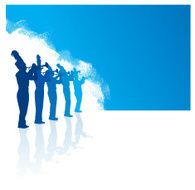 Marching Band Trumpet Line Blue Background