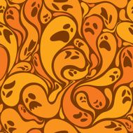 Ghost seamless pattern in orange color