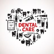 Dental care symbols in the shape of heart N9