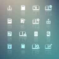 Set of books icons on Retina background N2