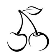 Contour drawing of cherry Vector illustration