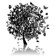 Floral tree silhouette black N2