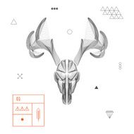 Abstract animal background line art Skull Antlers Vector Isolated N8